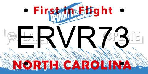ERVR73 North Carolina License Plate