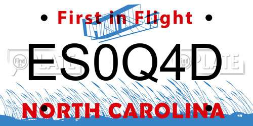 ES0Q4D North Carolina License Plate