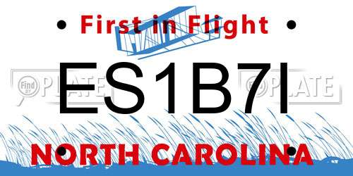 ES1B7I North Carolina License Plate