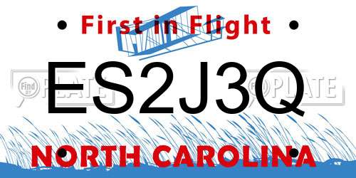 ES2J3Q North Carolina License Plate