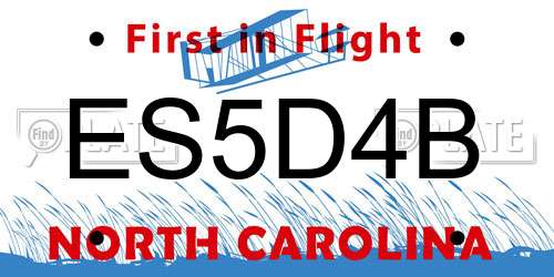 ES5D4B North Carolina License Plate