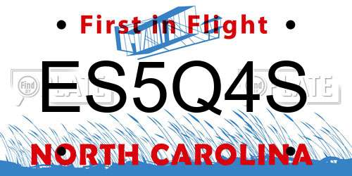 ES5Q4S North Carolina License Plate