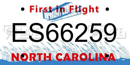 ES66259 North Carolina License Plate