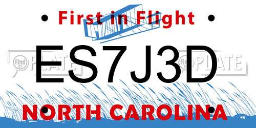 ES7J3D North Carolina License Plate