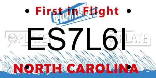 ES7L6I North Carolina License Plate