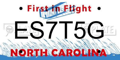 ES7T5G North Carolina License Plate