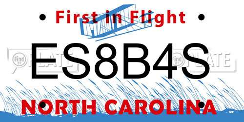 ES8B4S North Carolina License Plate
