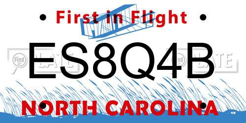 ES8Q4B North Carolina License Plate