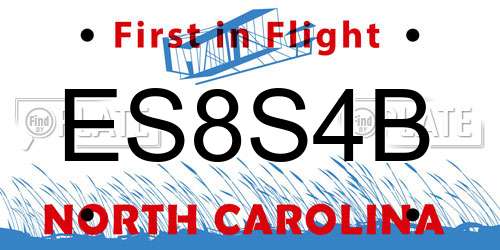 ES8S4B North Carolina License Plate