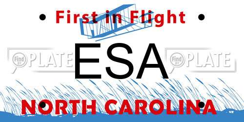 ESA North Carolina License Plate
