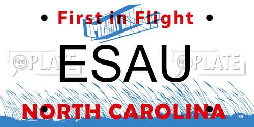 ESAU North Carolina License Plate