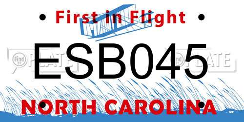 ESB045 North Carolina License Plate