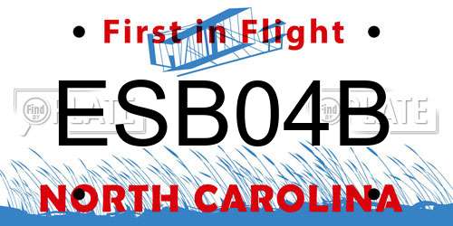 ESB04B North Carolina License Plate