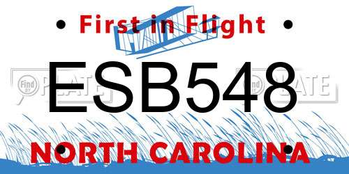 ESB548 North Carolina License Plate