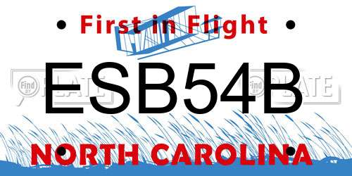 ESB54B North Carolina License Plate