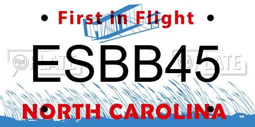ESBB45 North Carolina License Plate