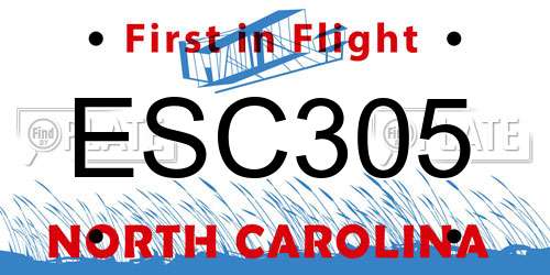 ESC305 North Carolina License Plate