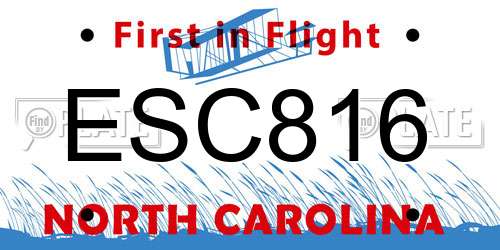ESC816 North Carolina License Plate