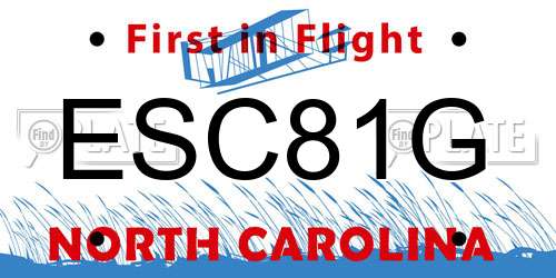 ESC81G North Carolina License Plate