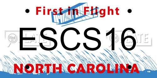 ESCS16 North Carolina License Plate