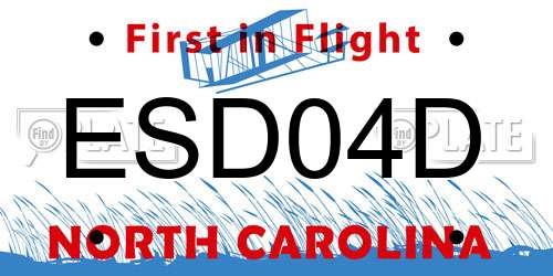 ESD04D North Carolina License Plate