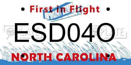ESD04O North Carolina License Plate