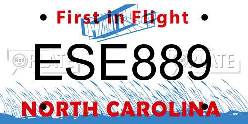 ESE889 North Carolina License Plate