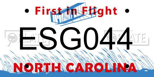 ESG044 North Carolina License Plate