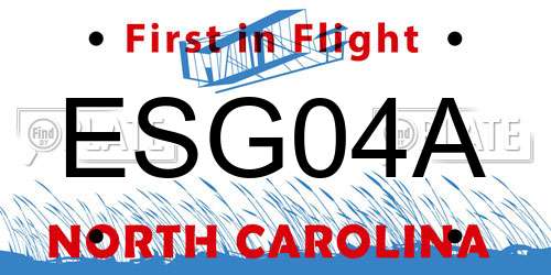 ESG04A North Carolina License Plate