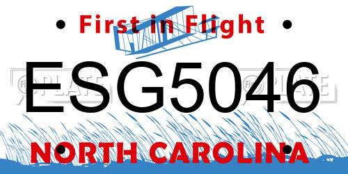 ESG5046 North Carolina License Plate