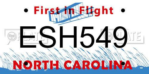 ESH549 North Carolina License Plate