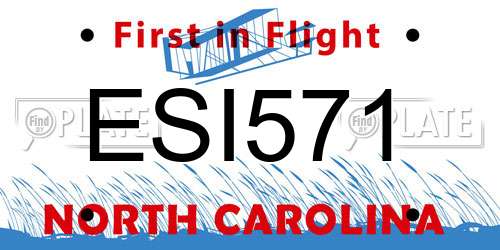 ESI571 North Carolina License Plate