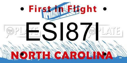 ESI87I North Carolina License Plate