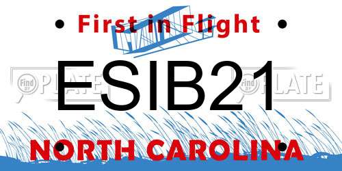 ESIB21 North Carolina License Plate