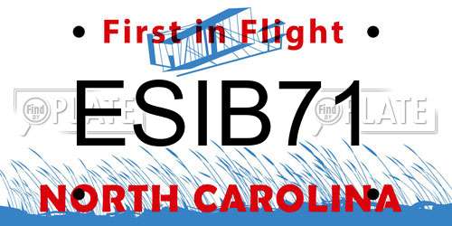 ESIB71 North Carolina License Plate
