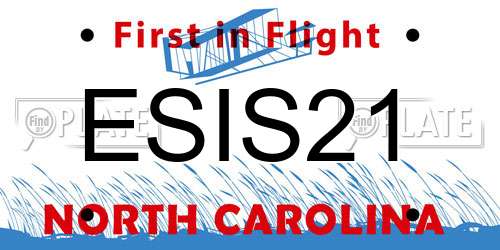 ESIS21 North Carolina License Plate