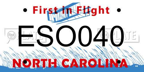 ESO040 North Carolina License Plate