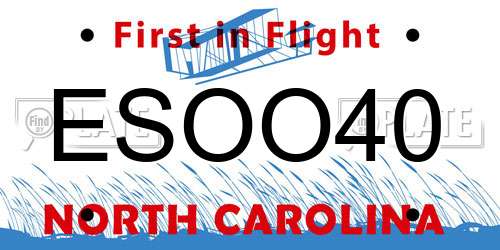 ESOO40 North Carolina License Plate