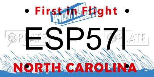 ESP57I North Carolina License Plate