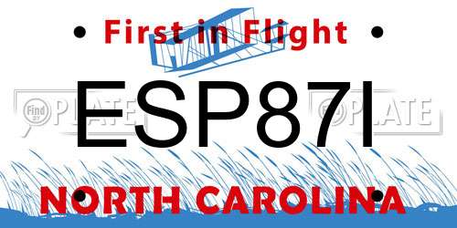 ESP87I North Carolina License Plate
