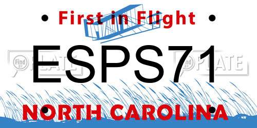 ESPS71 North Carolina License Plate