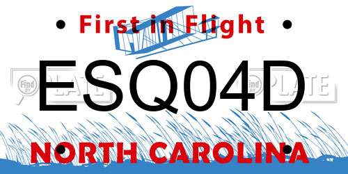 ESQ04D North Carolina License Plate