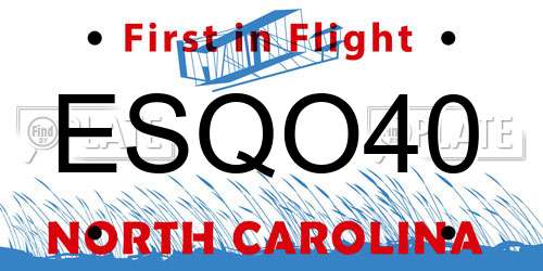 ESQO40 North Carolina License Plate