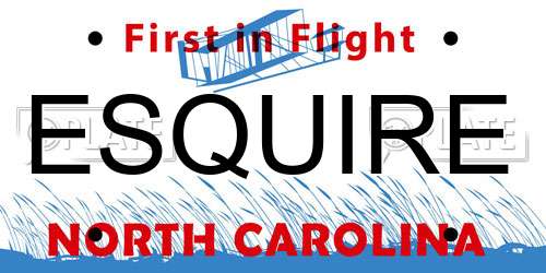 ESQUIRE North Carolina License Plate