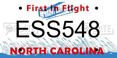 ESS548 North Carolina License Plate
