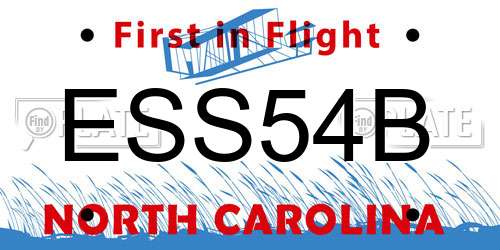ESS54B North Carolina License Plate