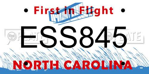 ESS845 North Carolina License Plate