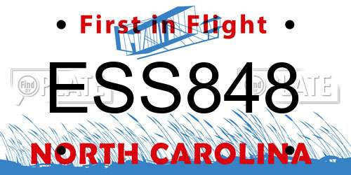 ESS848 North Carolina License Plate