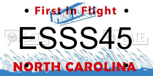 ESSS45 North Carolina License Plate