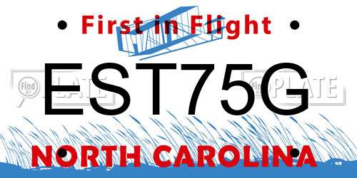 EST75G North Carolina License Plate